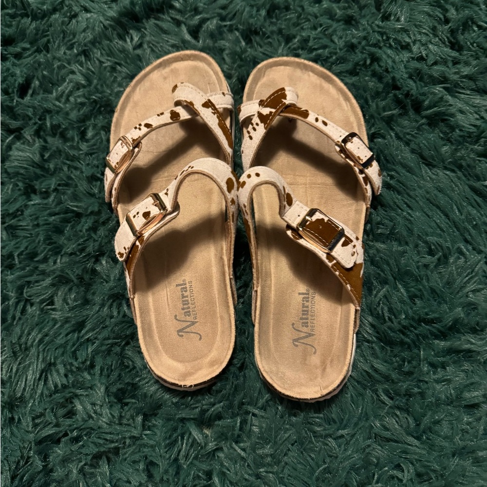 Cow print sandals